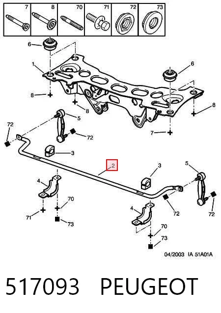 Estabilizador traseiro 517093 Peugeot/Citroen