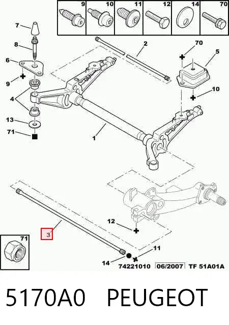 Estabilizador traseiro 5170A0 Peugeot/Citroen
