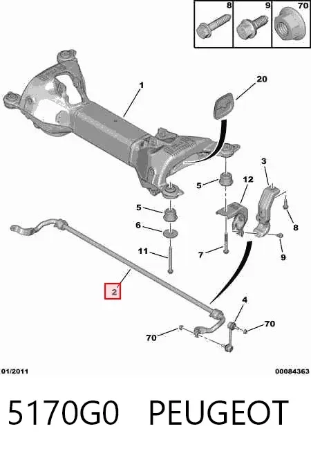 Estabilizador traseiro 5170G0 Peugeot/Citroen