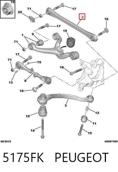 Braço oscilante inferior esquerdo de suspensão traseira/direita 5175FK Peugeot/Citroen