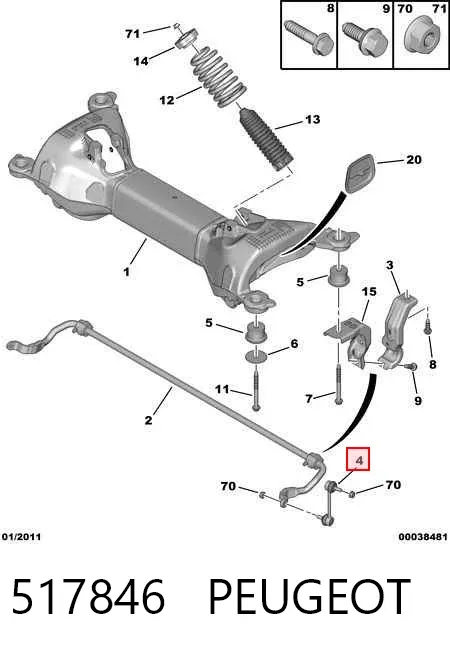 Montante de estabilizador traseiro 517846 Peugeot/Citroen