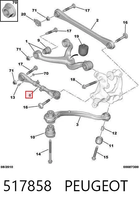 Barra Panhard de suspensão traseira 517858 Peugeot/Citroen
