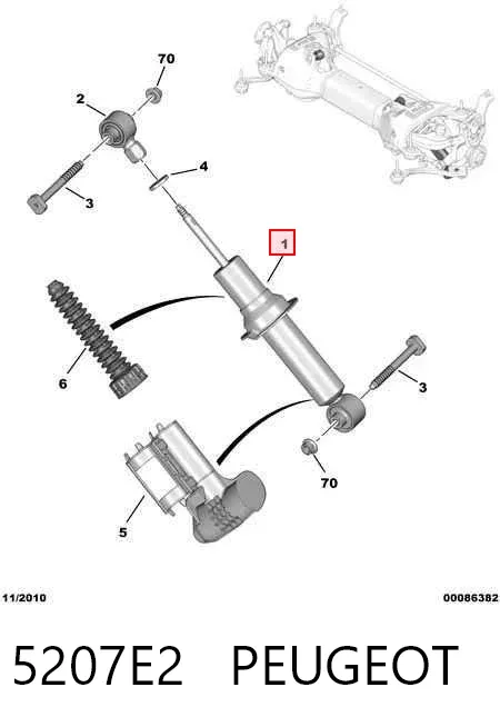 Amortecedor traseiro 5207E2 Peugeot/Citroen