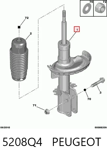 Amortecedor dianteiro esquerdo 5208Q4 Peugeot/Citroen