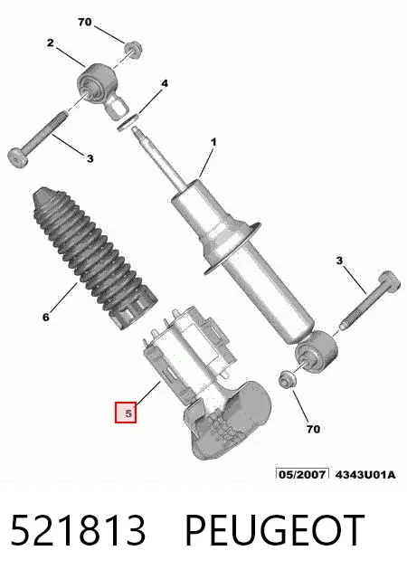 Proteção de amortecedor traseiro 521813 Peugeot/Citroen