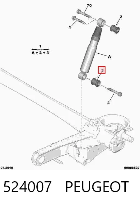 Bucha de bloco silencioso de amortecedor traseiro 524007 Peugeot/Citroen