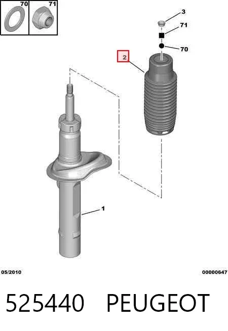 Bota de proteção de amortecedor dianteiro 525440 Peugeot/Citroen