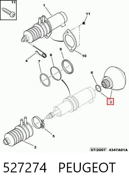 Acumulador hidráulico traseiro do sistema de amortecimento 527274 Peugeot/Citroen
