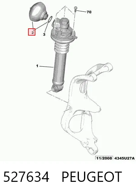 Acumulador hidráulico dianteiro do sistema de amortecimento 527634 Peugeot/Citroen