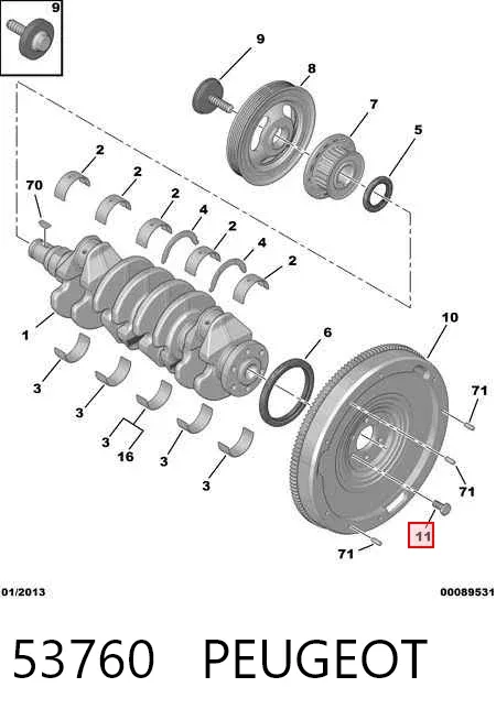 Sensor traseiro esquerdo do nível de posição de carroçaria 53760 Peugeot/Citroen
