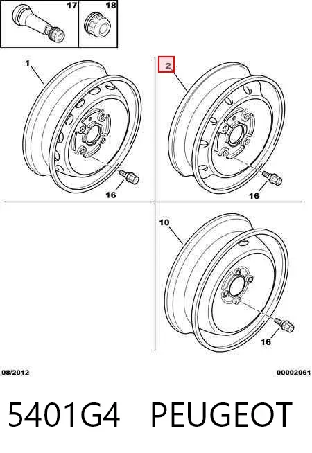 Discos de roda de aço (estampados) 5401G4 Peugeot/Citroen