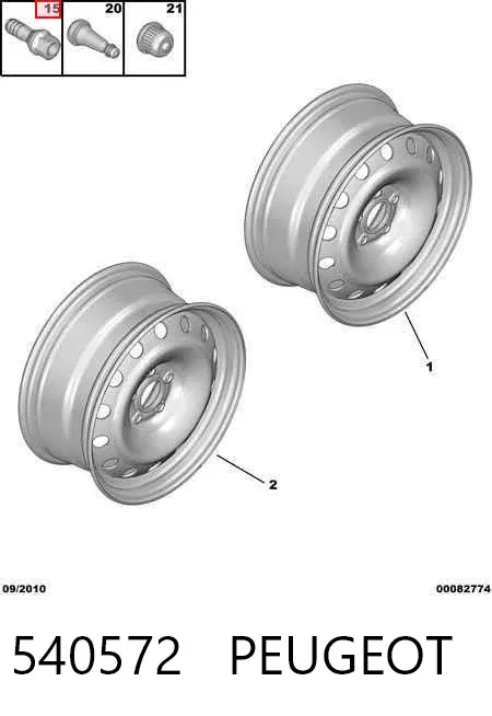 Parafuso de roda 540572 Peugeot/Citroen