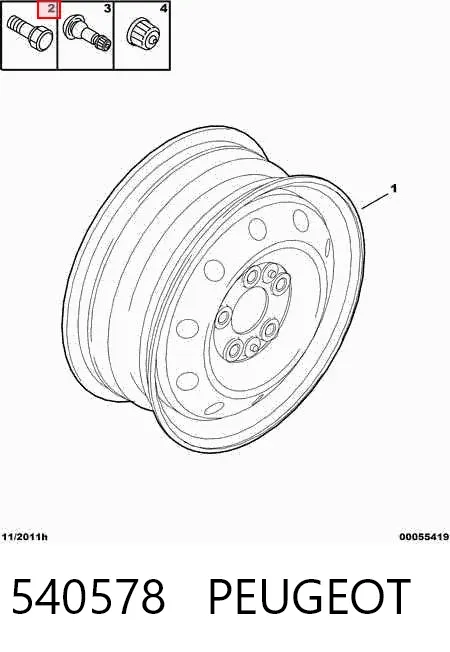 Parafuso de roda 540578 Peugeot/Citroen