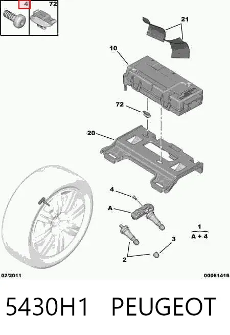 Sensor de pressão de ar nos pneus 5430H1 Peugeot/Citroen