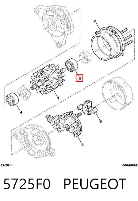 Rolamento do gerador 5725F0 Peugeot/Citroen