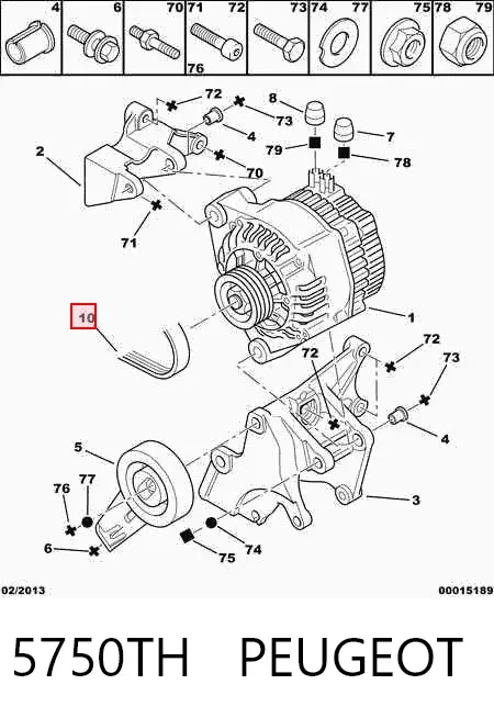 Correia dos conjuntos de transmissão 5750TH Peugeot/Citroen
