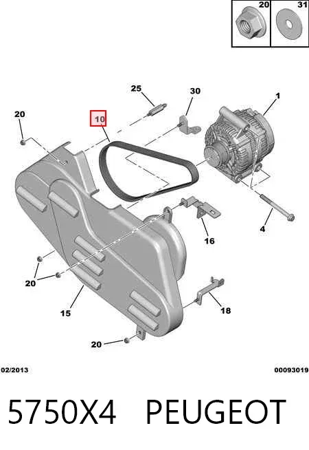 Correia dos conjuntos de transmissão 5750X4 Peugeot/Citroen