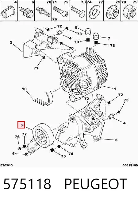 Rolo de reguladora de tensão da correia de transmissão 575118 Peugeot/Citroen