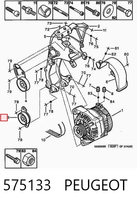 Rolo parasita da correia de transmissão 575133 Peugeot/Citroen