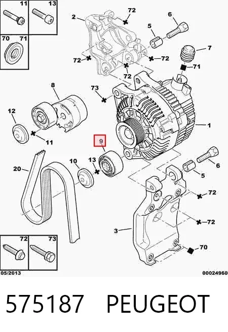 Rolo parasita da correia de transmissão 575187 Peugeot/Citroen