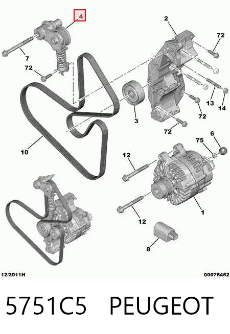 Reguladora de tensão da correia de transmissão 5751C5 Peugeot/Citroen