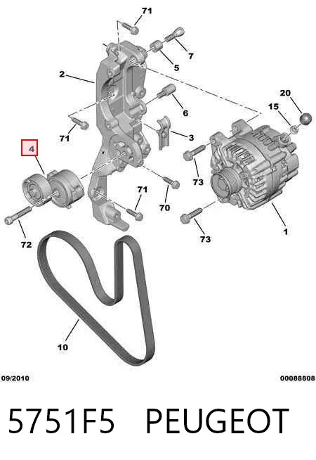 Reguladora de tensão da correia de transmissão 5751F5 Peugeot/Citroen