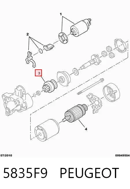 Roda-livre do motor de arranco 5835F9 Peugeot/Citroen
