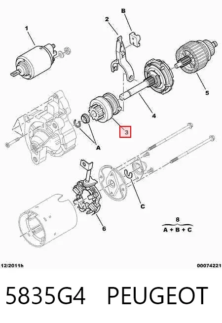 Roda-livre do motor de arranco 5835G4 Peugeot/Citroen