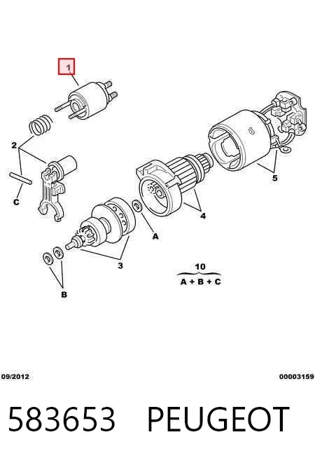 Relê retrator do motor de arranco 583653 Peugeot/Citroen