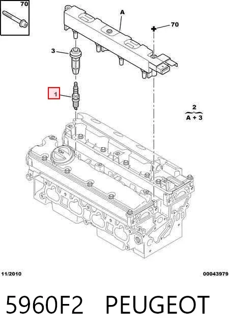 Vela de ignição 5960F2 Peugeot/Citroen