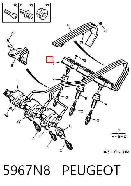Fios de alta voltagem, kit 5967N8 Peugeot/Citroen