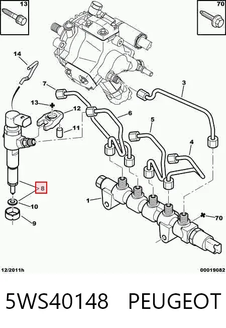 Injetor de injeção de combustível 5WS40148 Peugeot/Citroen