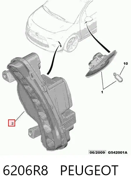 Luzes máximas direitas 6206R8 Peugeot/Citroen