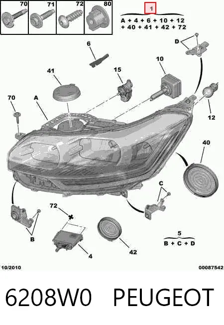 Luz esquerda 6208W0 Peugeot/Citroen