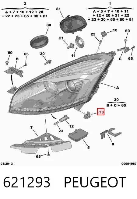 Braçadeira de fixação das luzes 621293 Peugeot/Citroen