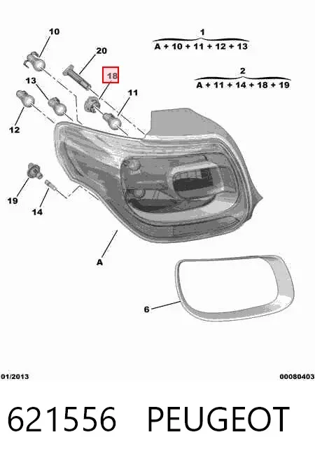 Base (casquilho) de lâmpada da luz 621556 Peugeot/Citroen