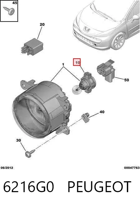 Lâmpada das luzes de nevoeiro 6216G0 Peugeot/Citroen