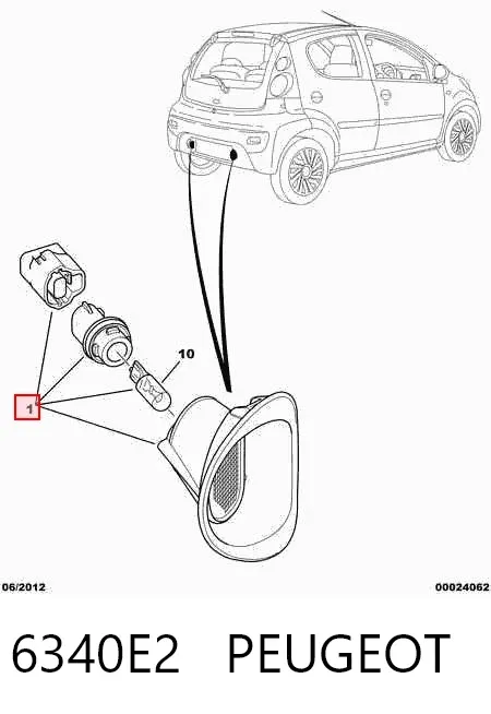 Lanterna da luz de fundo de matrícula traseira 6340E2 Peugeot/Citroen