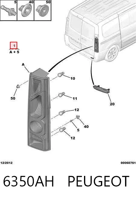 Lanterna traseira esquerda 6350AH Peugeot/Citroen