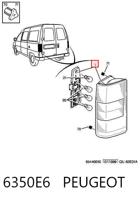 Lanterna traseira esquerda 6350E6 Peugeot/Citroen