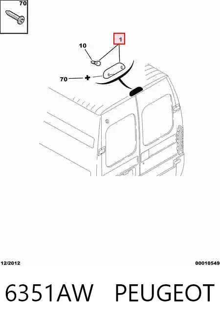 Sinal de parada traseiro adicional 6351AW Peugeot/Citroen