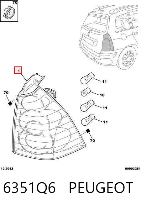 Lanterna traseira direita 6351Q6 Peugeot/Citroen
