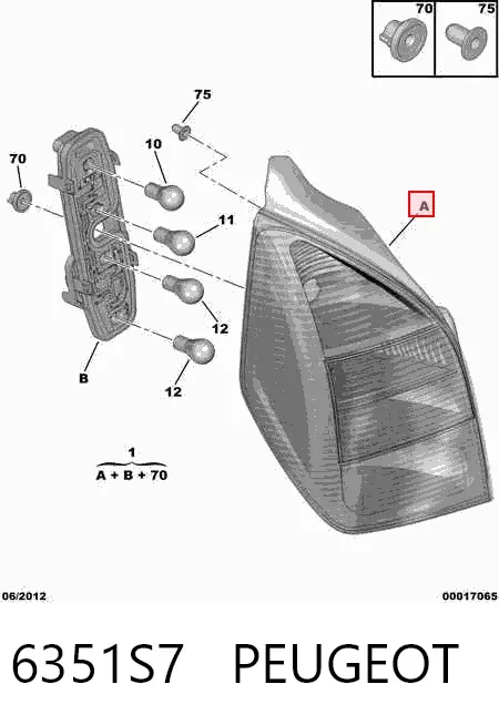 Lanterna traseira direita 6351S7 Peugeot/Citroen