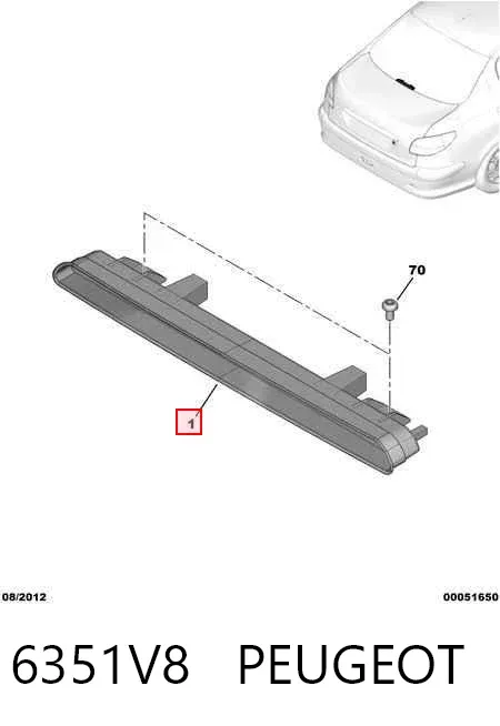 Sinal de parada traseiro adicional Peugeot 607 9D, 9U