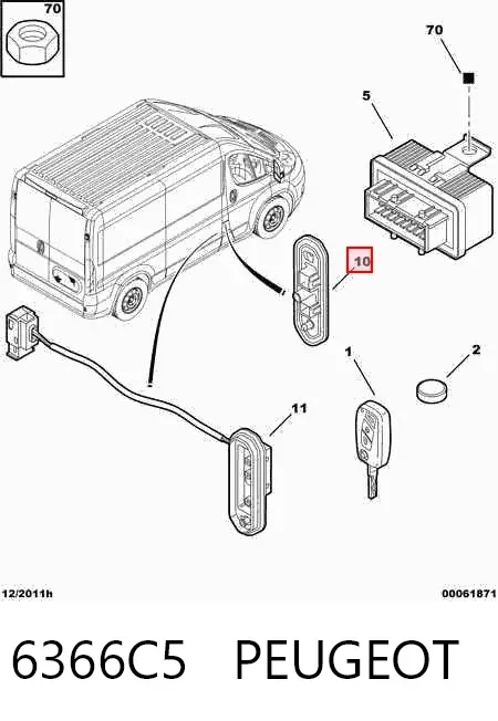 Sensor de fechamento de portas (interruptor de fim de carreira), da porta deslizante, na carroçaria 6366C5 Peugeot/Citroen