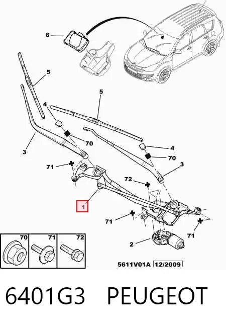 Trapézio de limpador pára-brisas 6401G3 Peugeot/Citroen