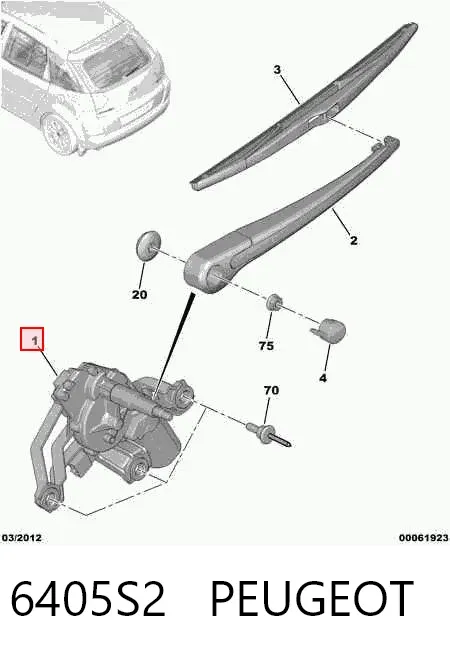 Motor de limpador pára-brisas de vidro traseiro 6405S2 Peugeot/Citroen