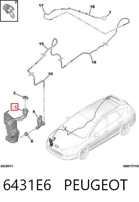 Tanque de fluido para lavador de vidro Peugeot 407 6D