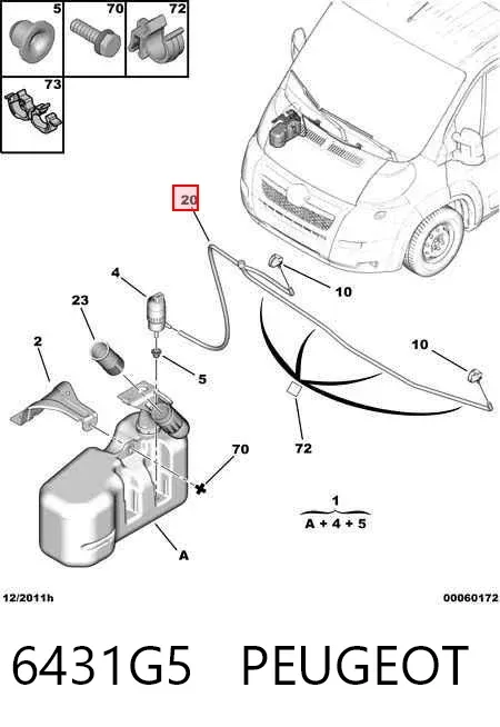 Mangueira de fluido para lavador de pára-brisas 6431G5 Peugeot/Citroen