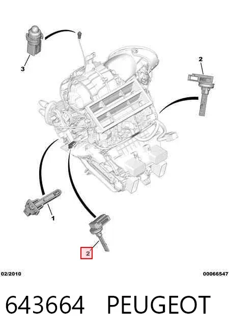 Sensor de temperatura de ar no salão 643664 Peugeot/Citroen